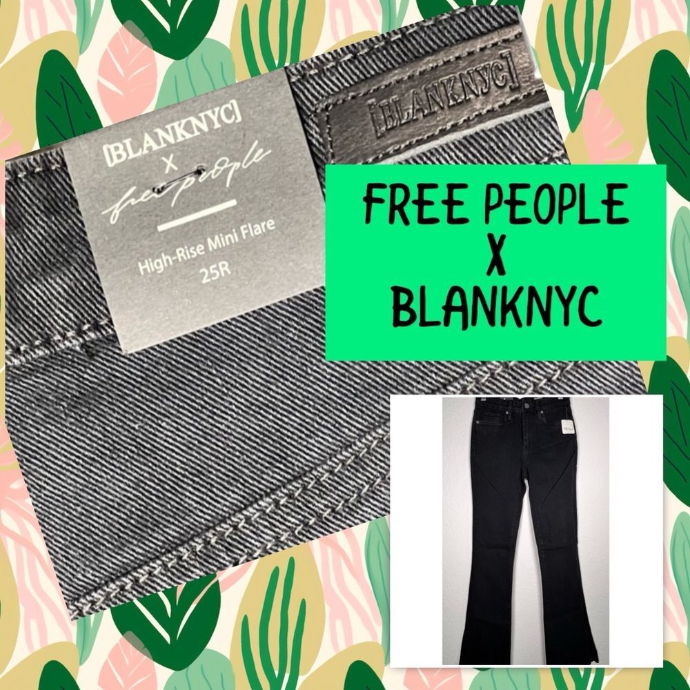 Free People x Blank NYC high rise mini flare black jeans 🖤 NWT 🖤 size 25